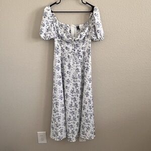 Cottage Core Small Dress Milkmaid Square Neck Empire Waist  Vintage Floral Puff
